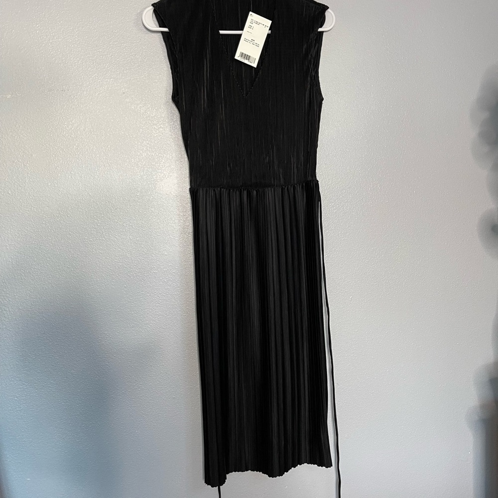 MNG Mango pleated Black Midi Party Dress Size 4 NWT - Picture 5 of 16